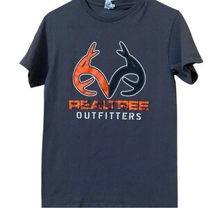 Realtree Short Sleeve T-Shirt Gray Orange Small